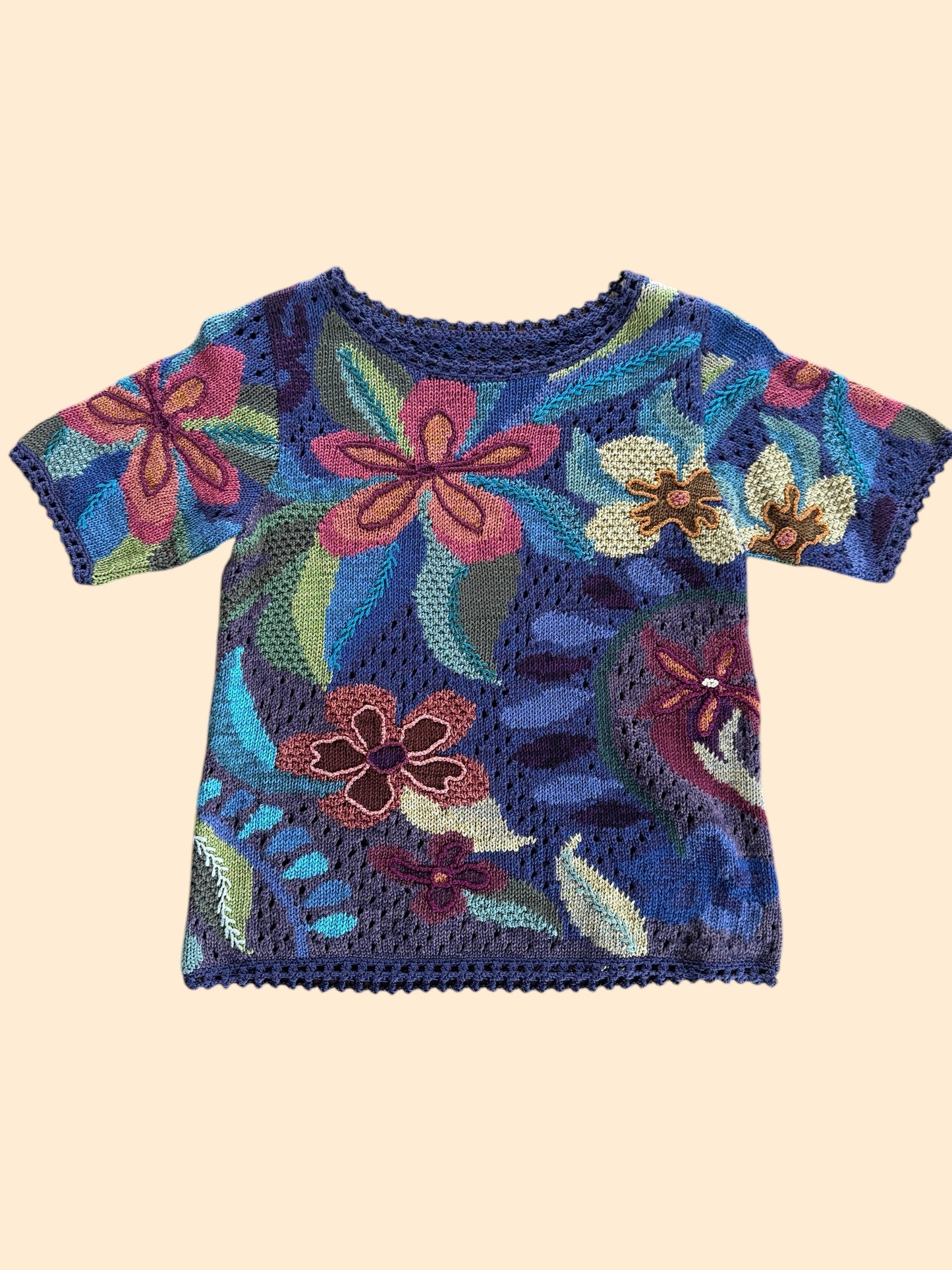Hand Knit Floral Top