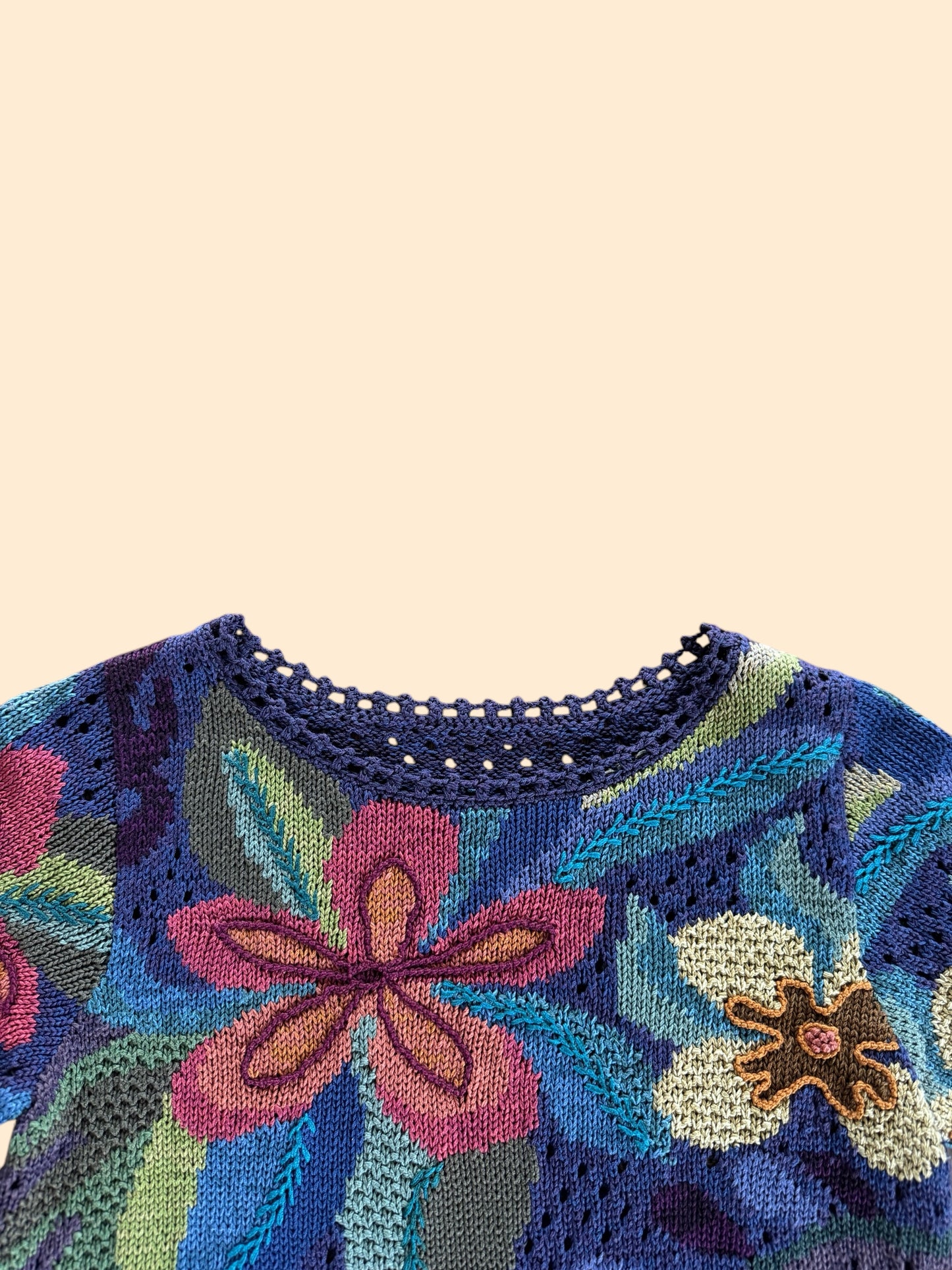 Hand Knit Floral Top