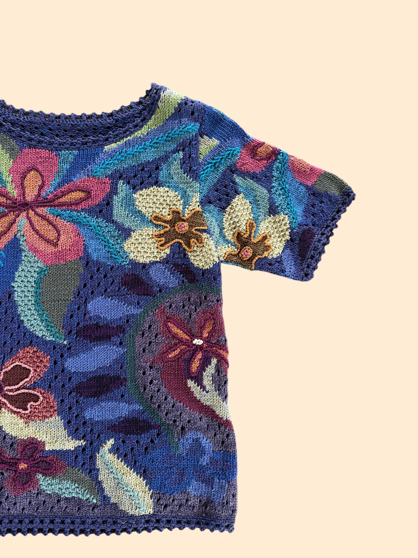 Hand Knit Floral Top