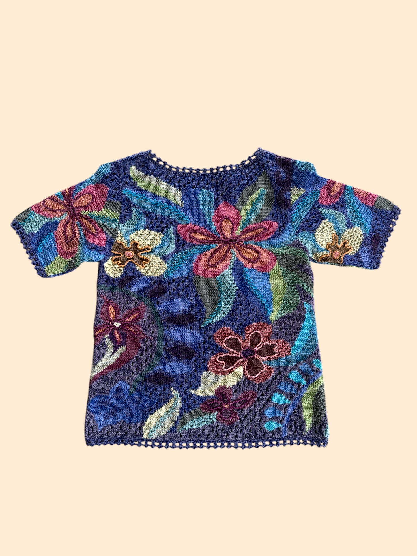 Hand Knit Floral Top