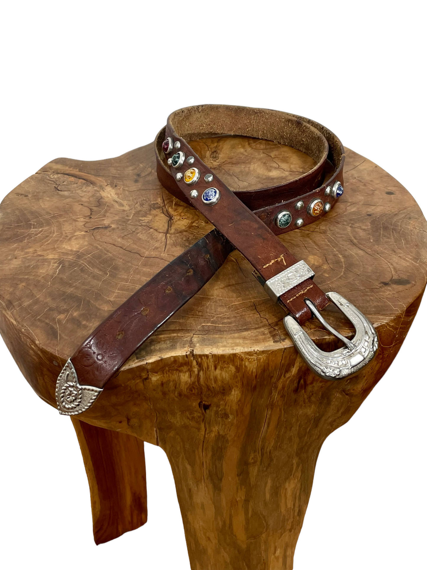 1950's Sterling Silver Jeweled Belt