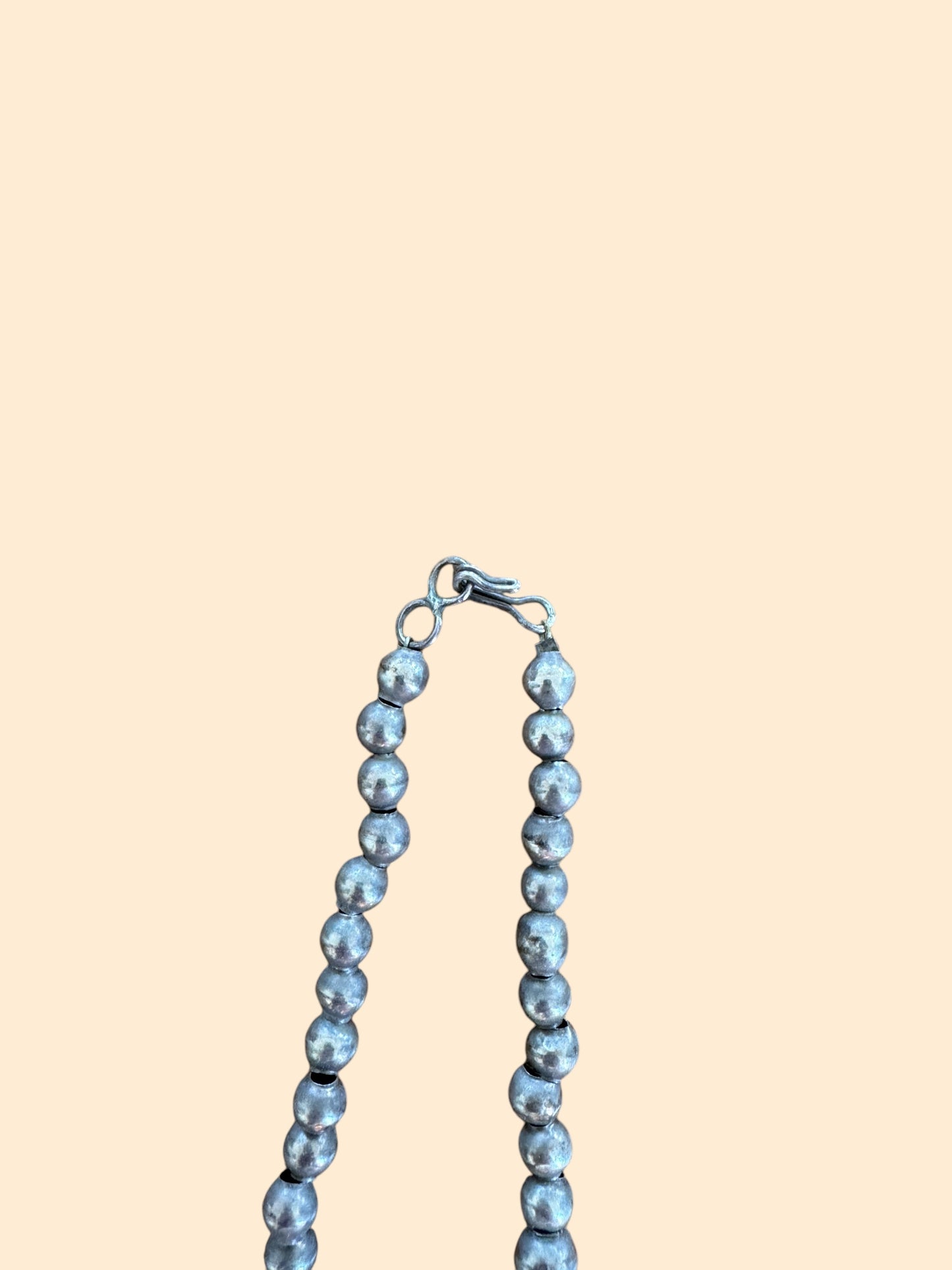 Silver Bead Turquoise Stone Necklace