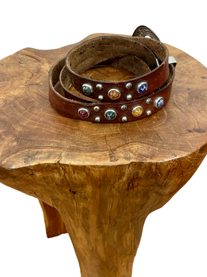 1950's Sterling Silver Jeweled Belt